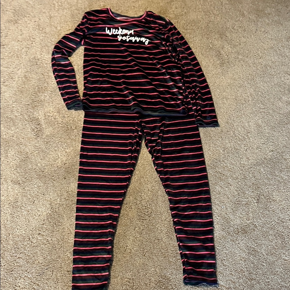 Cuddl Duds Kids Pajama Set - Black and Red Stripes
